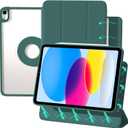 ZENLU iPad 10th 11th Generation Magnetic Case with Removable Folio Cover, Semi-Silicone Leather, Vertical Stand, Clear Back, Smart Sleep/Wake, Full Protective Case for iPad 10 & 11(A16) (Green)