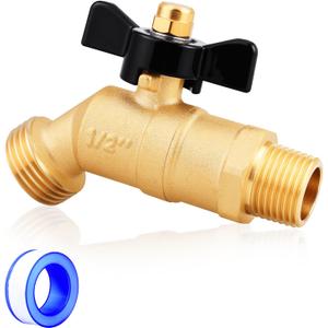 UNWAVER Outdoor Garden Faucet Spigot,Heavy Brass Bibb Full Flow Outside Faucets 1/2" Male NPT inlet Connection with 3/4" Male GHT water hose outlet (Butterfly Handle 1PCS)