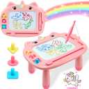 Unicorn Toddler Girl Toys Age 1-3, Colorful Magnetic Drawing Board, Learning Toy for 1 2 3 Year Old Baby, Portable Magna Kids Doodle Travel Essentials, Mess-Free Etch Sketch, Christmas Birthday Gifts (Pink)