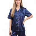Jecery 2 Pcs Matching Pajamas for Women Man Women XL Blue Everything (Blue, L)