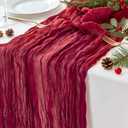 Sioloc Burgundy Red Cheesecloth Table Runner Fall Autumn Decor for Home 10ft Table Cloth for Wedding Birthday Party Bridal Shower Christmas Halloween Thanksgiving
