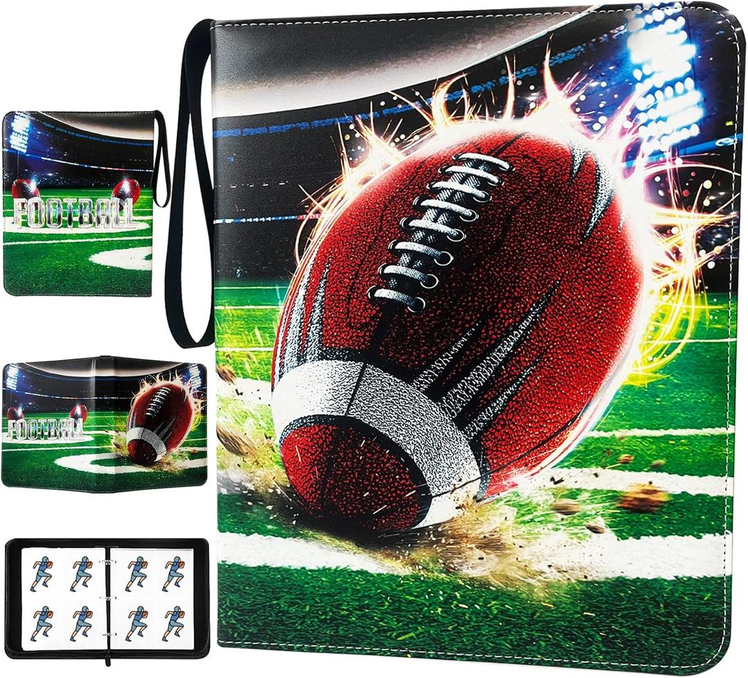 400 Pockets Football Cards Binder,Trading Cards Holder Card Collectors Album,Trading Card Binder 4 Pocket with 50 Removable Sleeves