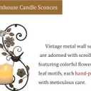 Farmhouse Wall Candle Sconces Set of 2 - Distressed Candle Holder Wall Mounted for Pillar - Vintage Metal Decor with Flower Leaves for Hallway Fireplace Bedroom Living Room
