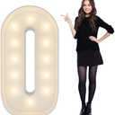 4FT Marquee Light Up Number Pre-Cut Frame Giant Marquee Numbers 0, Mosaic Numbers for Balloons, 20th 30th 40th 50th 60th Birthday Anniversary Decorations Party Decor