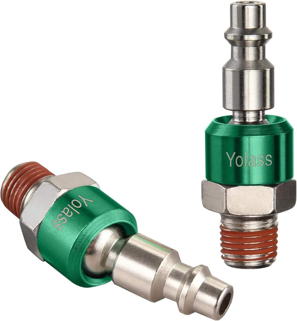 Yolass Air Tool Fittings,2Pcs 1/4"NPT 360Swivel Utility Industrial Air Hose Fittings,Suitable for Air Compressors