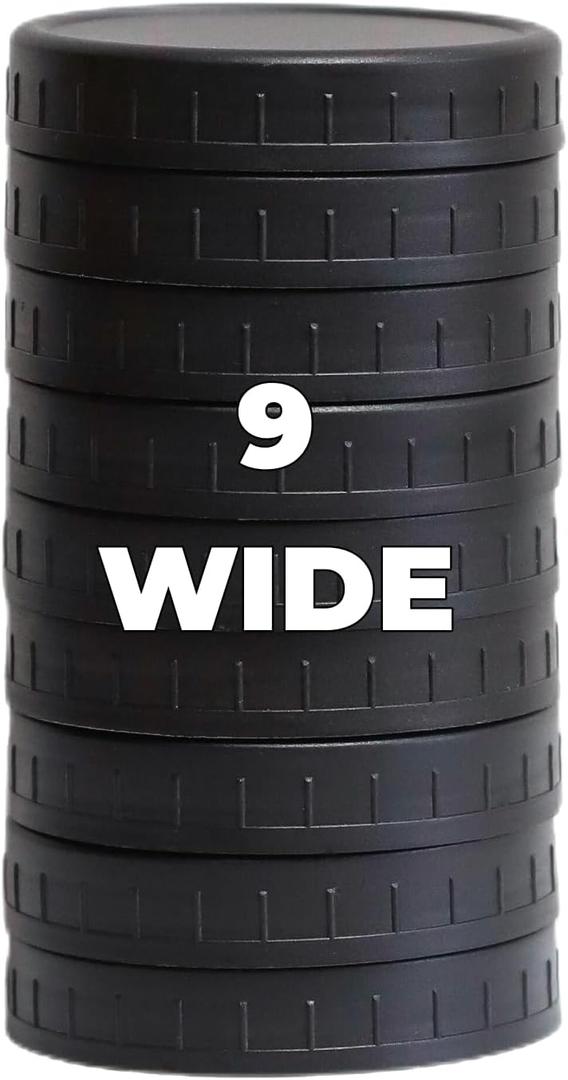 Jumterlee 9 Pack Black Wide Mouth Mason Jar Lids with Silicone Rings, Plastic Mason Jar Lids,Plastic Canning Lids, Fit Ball,Kerr and More (black)