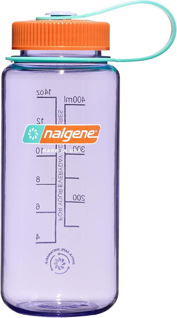 Nalgene Sustain Tritan BPA-Free Water Bottle Made with Material Derived From 50% Plastic Waste, 16 OZ, Wide Mouth, Amethyst