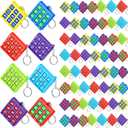 Honoson 64 Pcs Tic Tac Toe Game Keychain Party Favors Birthday Goodie Bags Stuffers Plastic Keyholders Mini Backpack for Teens Student Classroom Exchange Prizes Valentines Day Gifts