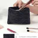 PU Leather Makeup Pouch Set for Women Small Make Up Bag for Purse Waterproof Initial Makeup Cosmetic Bags Pouches for Purse Aesthetic Travel Toiletry Bag,Elegant Wave Black