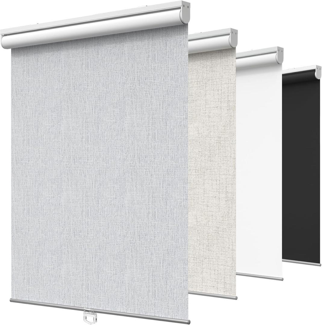 GENIMO Cordless Blackout Roller Shades, 40" W X 72" H, Light Grey