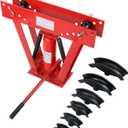 12 Ton Pipe Bender Manual Hydraulic, Piping Bending Exhaust Tube Fabric with 6 Dies, Adjustable Rollers 90-180 Degree Bending Steel Iron Metal Ratcheting for Pipe Tube Bender
