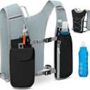 RAINSMORE Running Hydration Vest with 500ml Soft Flask, Waterproof Phone Pocket, Lightweight Hydration Pack, Adjustable No-Bounce Straps for Trail Running, Marathon, Cycling