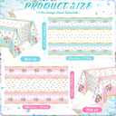 4 Pcs Tea Party Floral Tablecloth 54'' x 108'' Rectangle Flower Table Cloth Disposable Vintage Plastic Table Cover with Flower Design for Spring Wedding Bridal Shower (Pink,Blue)