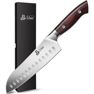 DDF iohEF Kitchen Knife 7 inch Chef Knife Professinal Santoku Knife, Japanese Stainess Steel Ultra Sharp Cooking Knife with Ergonomic Handle for Chopping Vegetable and Cooking