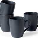 famiware Venus Coffee Mugs for 4, 12 oz Mug Set, Dringking Cup with Handle for Coffee, Tea, Cocoa, Milk, Charcoal