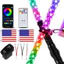 2 Pack 2FT Whip Lights with Spring Base, LED Whip Light with App & Remote Control, Spiral RGB Chasing Lighted Whips with Rocker Switch, Music Whip Light for UTV ATV