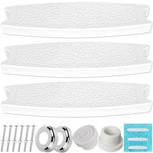 3 Pack Replacement Swimming Pool Ladder Steps for Inground Pools,18'' Heavy-Duty Plastic Molded White Ladder Rung with 1.9'' Rubber Bumper Cap and Stainless Steel Escutcheon Plates