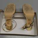 Elisabet Tang Women’s Stilettos Heeled Sandals Open Square Toe Heels, 4.3 Inch Open Toe Strappy Sexy High Heels Ankle Strap Buckle Heels for Party Wedding Dress Daily Wear Shoes Gold, Size 6