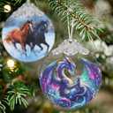 Stained Glass Suncatcher Ornament - Dragon Christmas Decorations - Christmas Ornaments for Tree - Holiday Present Ideas - Gift Exchange