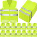 Coume 12/20 Pieces Safety Vests Bulk High Visibility Reflective Vests Mesh for Construction Working with 2 Reflective Strips