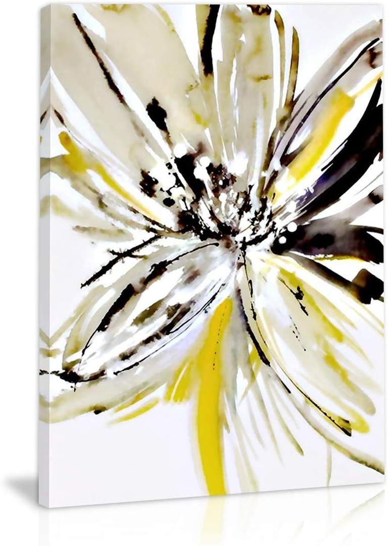 Yellow Flower Wall Art Yellow and Gray Wall Decor Modern Abstract Canvas Painting Prints Pictures Artwork Home Decor For Kitchen Living Room Dining Room J199