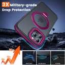 Magnetic Case for iPhone 13 Pro Max, with Invisible Ring Stand, Military Drop Protection, Shockproof Anti-Fingerprint Matte Protective Cover for iPhone 13 Pro Max, Hot Pink