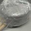 Wimarsbon Storage Ottoman, Modern Round Footrest with Soft Padded Seat, Teddy Velvet Footstool with Wood Legs, Accent Small Table or Plant Stand for Hallway, Living Room (Grey)