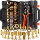 SOMELINE Spade Terminal Crimping Tool Kit AWG 24-14, 24 Types 2.8/3.9/4.8/6.3 mm Male & Female Quick Disconnect Non-Insulated Connectors - Open Barrel Crimping Tool