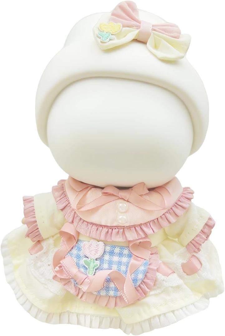 17cm Doll Clothes Designer Set NO Doll-European Style Dress with Butterfly Hairpin Standing Original OutfitsYellow & Pink