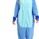Wishliker Unisex Adult Onesie Pajamas Animal Onesies Women Men Christmas Halloween Cosplay Costume Sleepwear (Blue, XL)