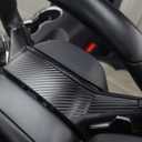 BETTERHUMZ Steering Wheel Trim Cover Compatible with Ford Mustang 2024 2025 for Alcantara Carbon Leather Decoration Sticker Car Interior Molding Accessories (Carbon Leather)