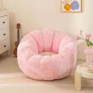 Pumpkin Bean Bag Sofa Chair, Bean Bag Chair with Filler for Teens, Kids, Toddler, Comfy and Lazy Sofa for Dorm, Apartment, Living Room and Bedroom, Pink, Medium