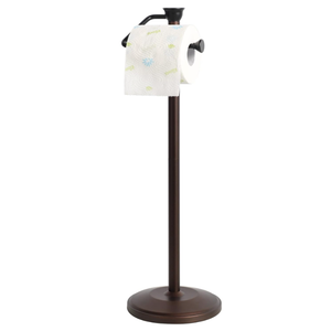 ZCCZ Toilet Paper Holder Stand, Freestanding Tissue Roll Dispenser with Reserve Storage, Bathroom Organizer for 5 Mega Rolls, Oil Rubbed Bronze Finish, Space-Saving Design for Modern Home Décor