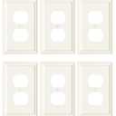 TREEWELL 6-Pack Duplex Outlet Cover, Natural Bamboo Fiber Switch Plates and Outlet Covers, Light Almond Decorative Wall Plates for Electrical Outlets, 1 Gang Receptacle Cover, Corrosion Resistant