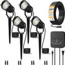 Landscape Lighting Kit, Low Voltage Landscape Lights with Dusk to Dawn Transformer 33FT Wire, Waterproof Outdoor Landscape Lights 3000K 12-24V, Outdoor Spotlight for Yard House 4Pack