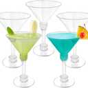 Rainmae 50 Pack Plastic Martini Glasses, 5 oz/150ml Disposable Cocktail Glasses Small Dessert Cups, Clear Stemmed Dessert Shot Glasses for Party Wine, Margarita, Appetizers for Wedding & Party