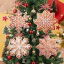 Gueevin 16 Pcs 12" Large Gingerbread Snowflake Ornaments Christmas Tree Ornaments Bulk Xmas Giant Hanging Brown Paper Decor with Ropes Rustic Xmas Decor for Home Winter(Snowflake, Tan)