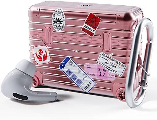 MIAK AirPods Pro 2/1 Case – Shockproof Hard Shell, Stylish Travel Design with DIY Stickers & Carabiner – Rose Pink Set of 3