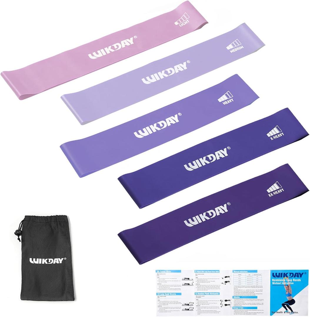 Resistance Bands for Working Out Exercise Loop Bands Workout Bands Set for Men Women Body Stretching, Crossfit Training, Home Workout, Physical Therapy, Booty Legs, Set of 5 (Purple)