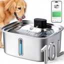 Dog Water Bowl Dispenser Large,10L Dog Water Fountains with APP Monitoring, Pet Cat Water Fountain Stainless Steel, Safe Multi-Filtered Automatic Water Dispenser for Dogs 2.4G Wi-Fi 2.64Gal/338 Oz (Silver)