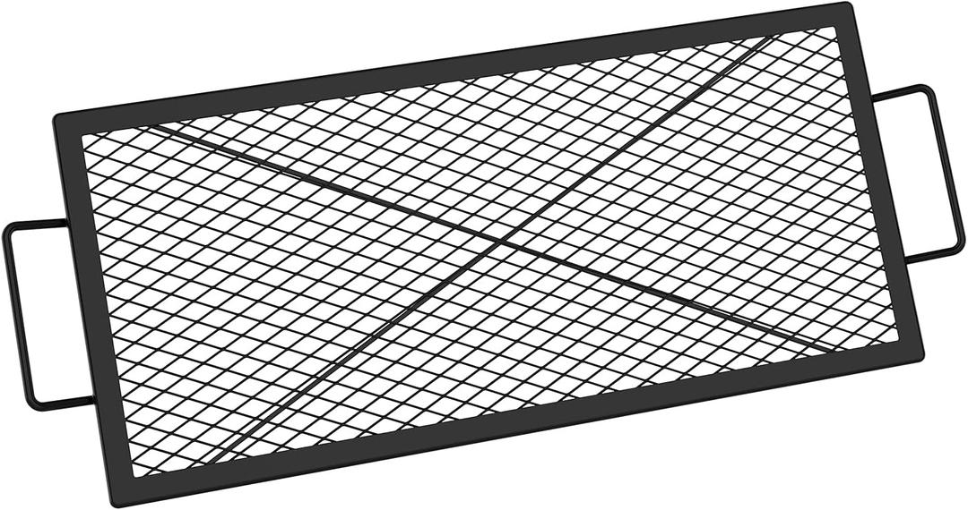 onlyfire Fire Pit Grill Grate, Heavy-Duty Steel Cooking Grate with X-Marks Design for Outdoor BBQ, Camping, Group Gatherings - 32 X 15