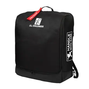 J.L. Childress Padded Compact Travel Stroller Bag for Airplane  Fits Most CompactFold Single Baby Strollers, AirTag Compatible, Black, Expands from 21"W x 23"H x 7"D to 21"W x 23"H x 11"D
