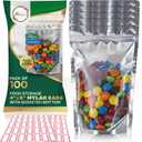 BELLE KR 4x6 Mylar Bags for Freeze Dried Candy - Pack Of 100-7.5mil Thick - 1/2 Pint Stand Up Small Clear Mylar Bags with See Through Window for Freeze Drying - Labels Included