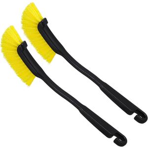 11 Inch Car Wash Brush with Long Handle,2 Pcs Wheel Brush with Black and Yellow Brush Wire,Car Detailing Brush Wheel Cleaner Brush Detailing Brush for Cars