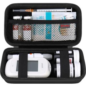 Elonbo Diabetic Supplies Travel Case, Diabetic Supply Organizer Bag, Glucose Meter Storage Case, Insulin Pen Carrying Case for Glucose Monitor, Blood Sugar Test Strips, Lancets, Syringe, Black
