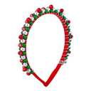 2 x LUX ACCESSORIES Red Green Silver Tone Christmas Holiday Bells Fashion Headband