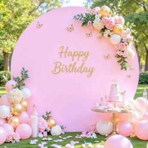 6.6 FT Pink Round Backdrop Cover for Circle Balloon Arch Stand Stretchy Circle Arch Backdrop Covers for Wedding Arch Baby Shower Birthday Party Photo Shoot Photography Arch Background Decorations