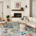Loloi Rifle Paper Co Perennial Mint 2'-5" x 3'-11" Accent Rug | PRN-02 Indoor/Outdoor Approx. 2x4 Green Entryway Kitchen, Vibrant, Bold, Accent Rug