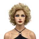 Wiginway Short Curly Wavy Blonde Wigs for Women Heat Resistant Synthetic Hair Natural Looking Fashion Wigs