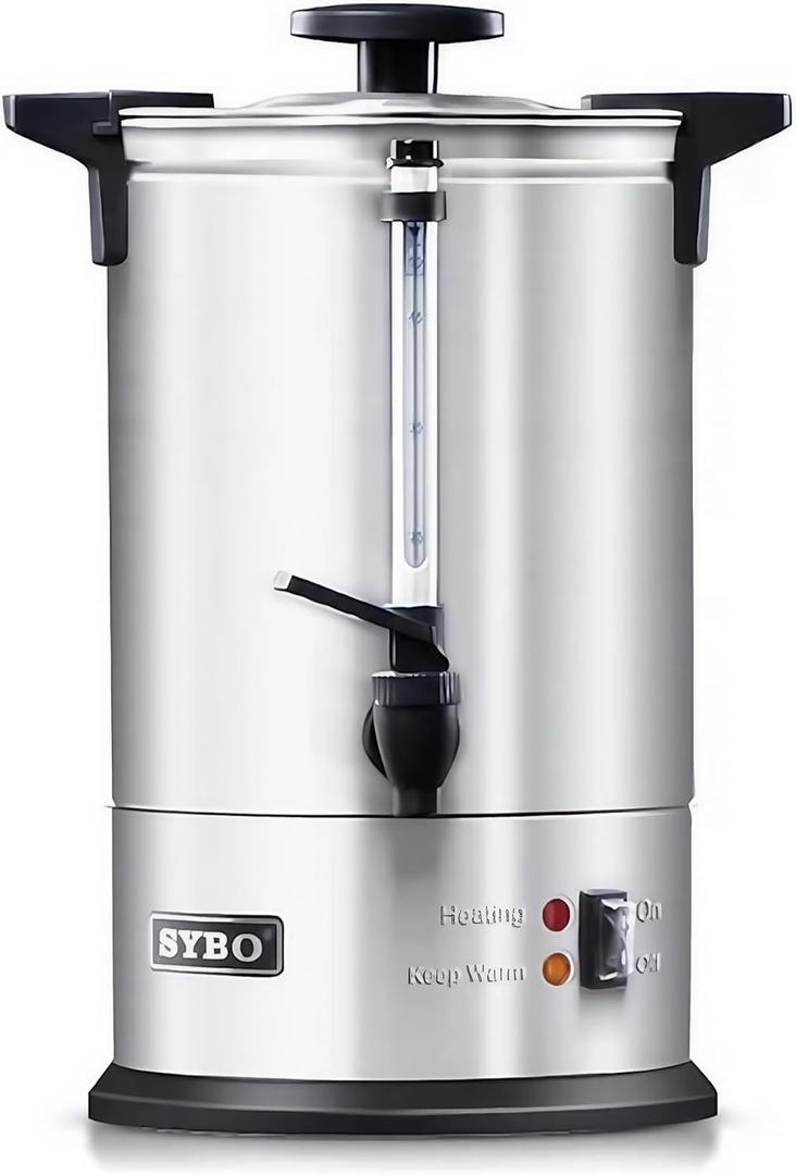 SYBO 120 Cup Commercial Coffee Urn & Hot Beverage Dispenser Stainless Steel Percolate Maker Fast Brew Keeps Warm  Ideal for Tea Water at Events Catering 18 L Metallic